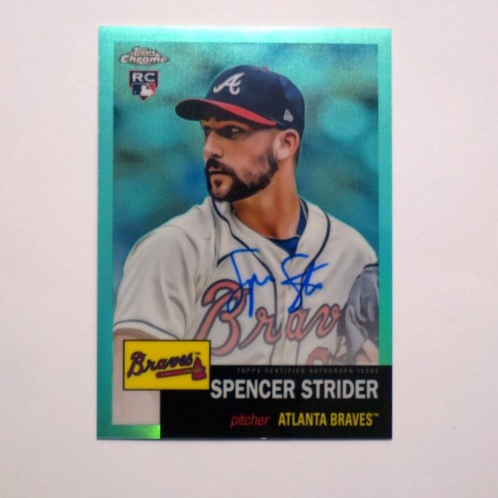 2022 Topps Chrome Platinum Spencer Strider Aqua Refractor AUTO #'d /150 RC